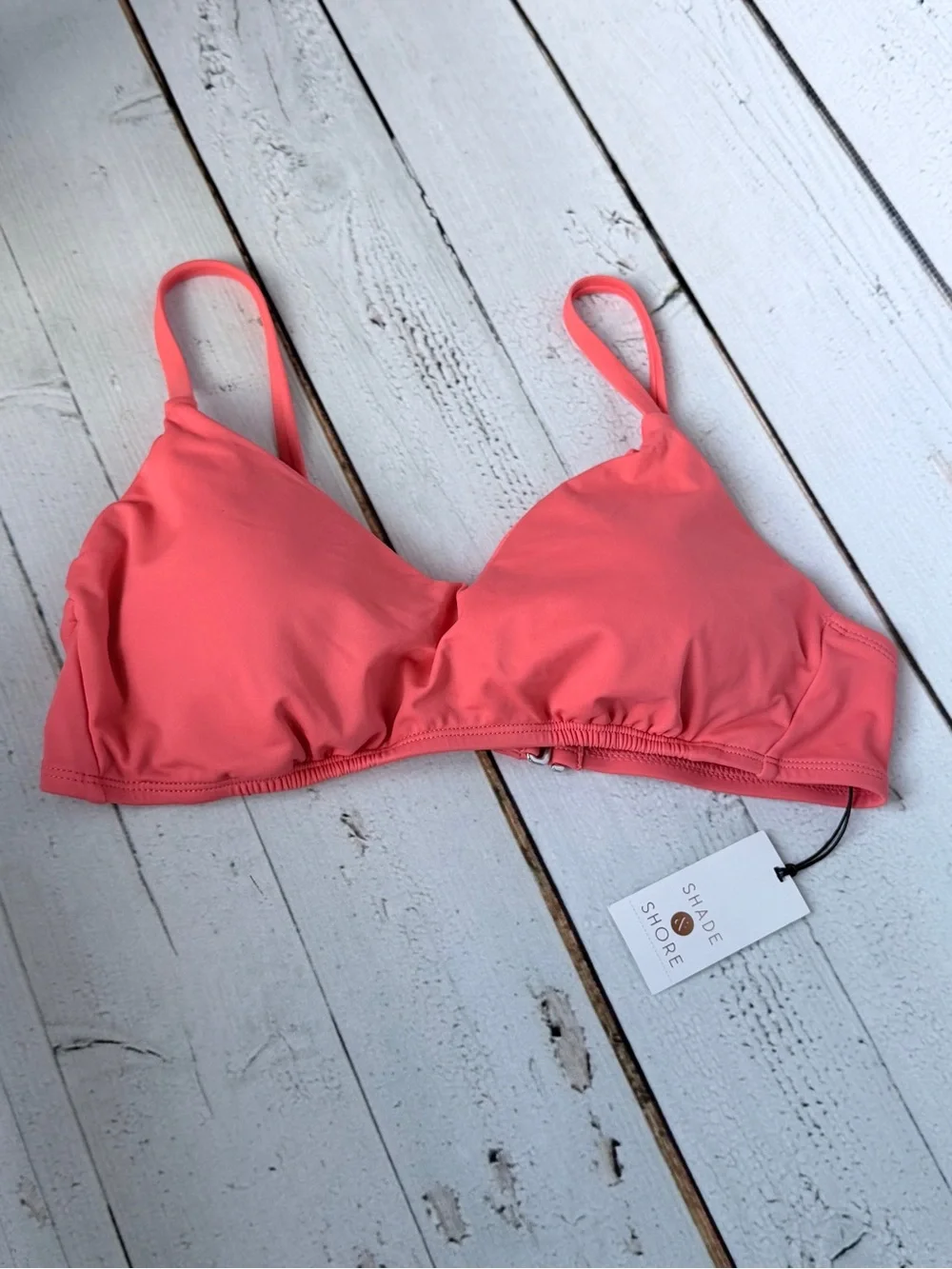 Shade & Shore Coral Scoop Bikini Top in Coral Pink